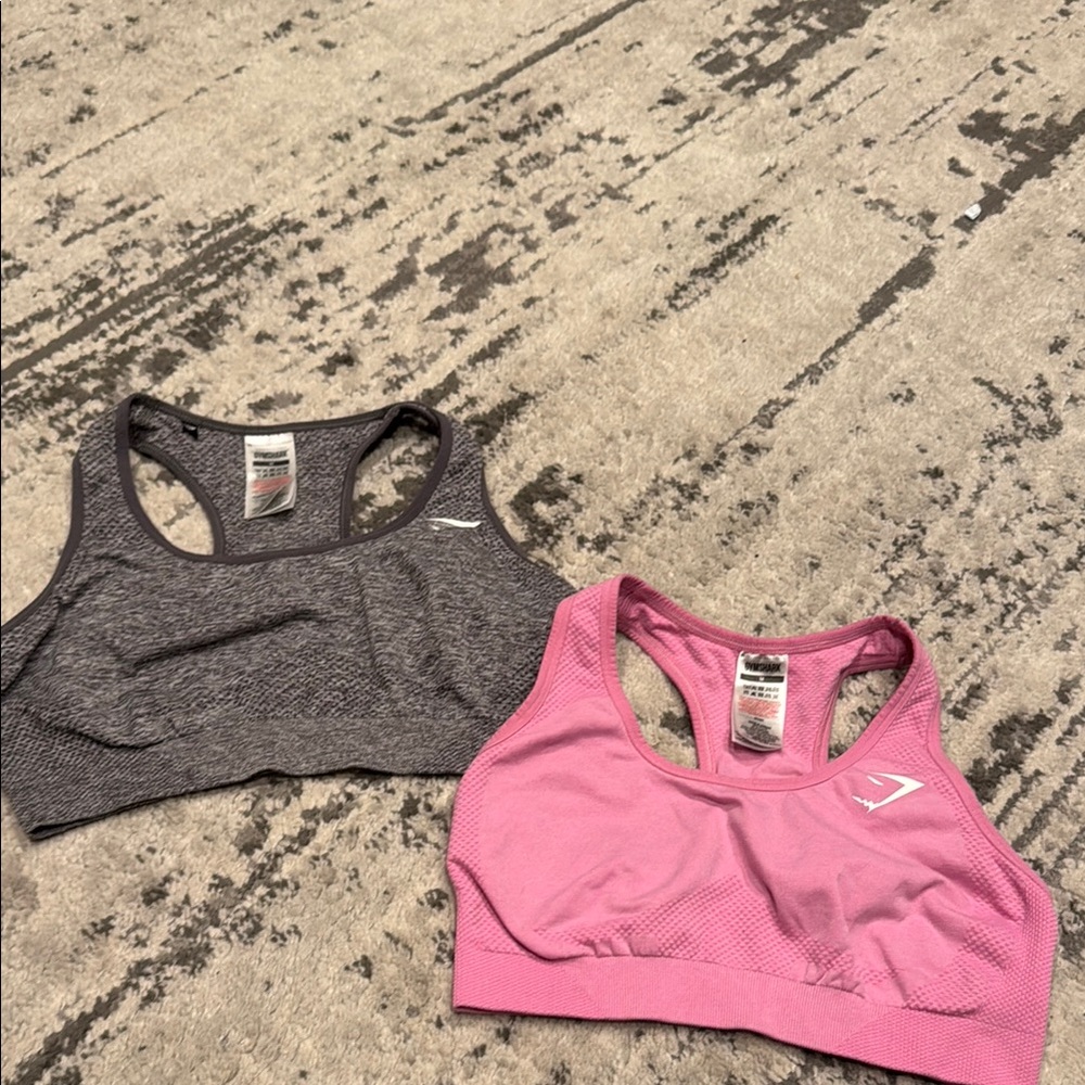 Gymshark Pink and Gray Sports Bras Moisture-Wicking Comfort